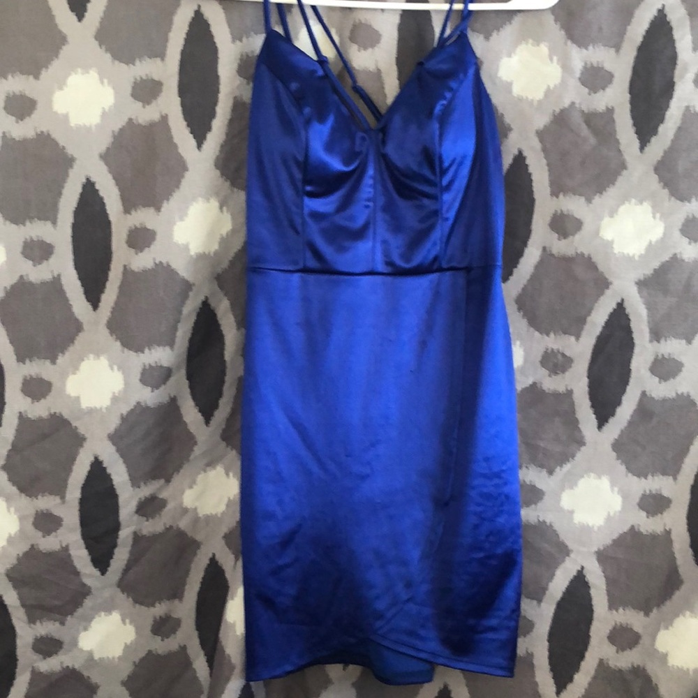 Silk royal blue mini dress